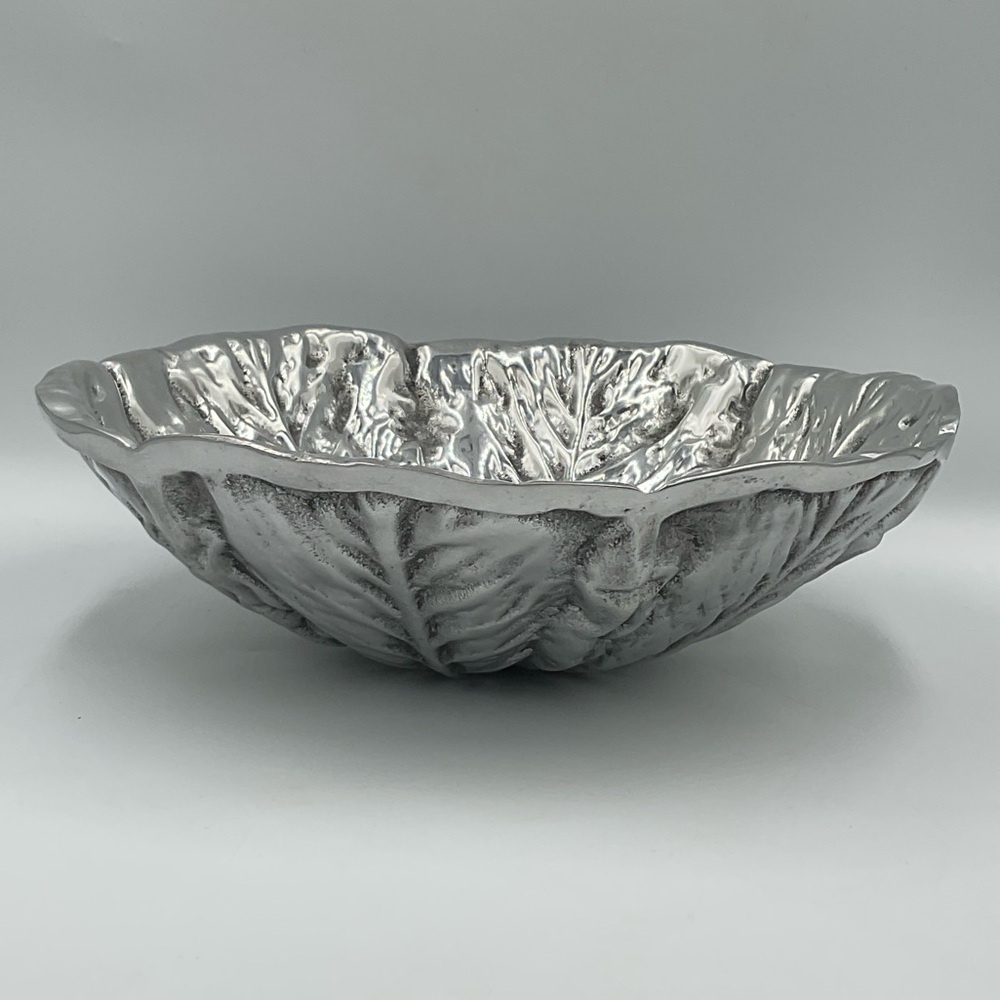 Vintage Pewter Cabbage Decorative Serving Bowl
